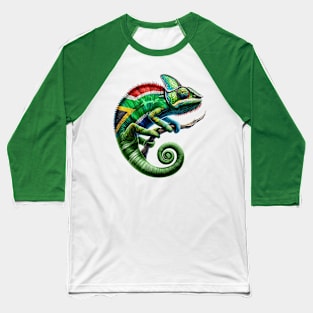 Chameleon Colorful South Africa Flag Safari Cute & Funny Baseball T-Shirt